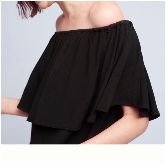 Anthropologie Tops - 𝅺nwt Anthropologie Fallon off the shoulder Top Tee Black large blouse Summer
